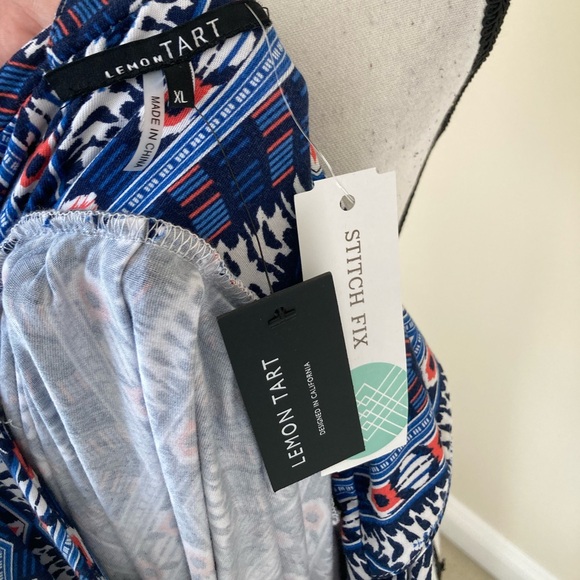 NWT Lemon Tart Shania Stitch Fix v-neck maxi dress abstract print Size XL - Picture 9 of 11